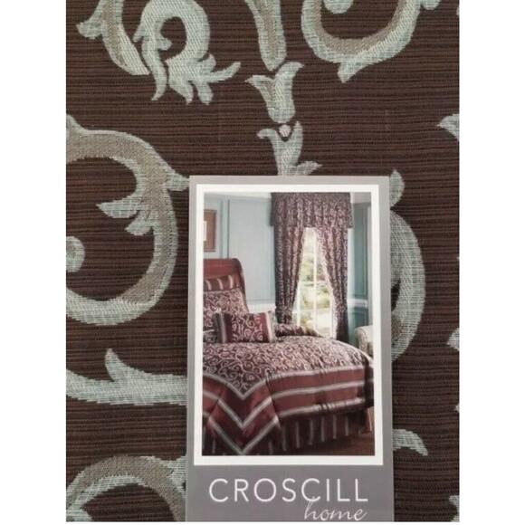 Lot of 3 Croscill Curtains Drapes Jacobian Brown Gold 54 X 84 Damask